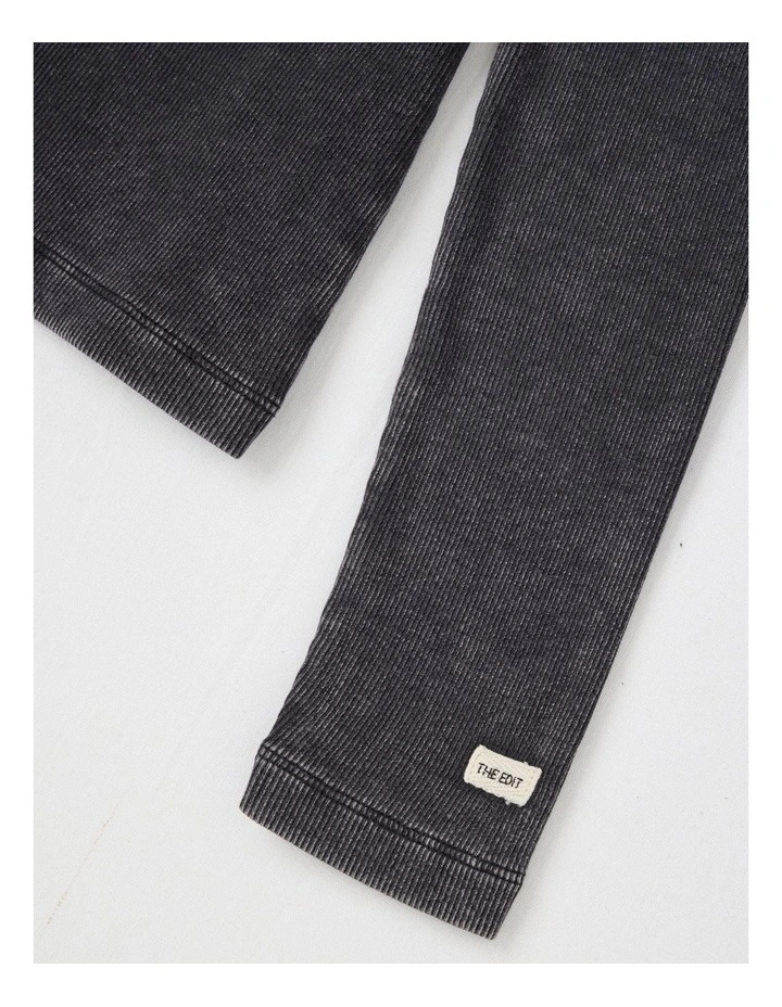 The Edit Acid Wash Rib Tee in Black image 3