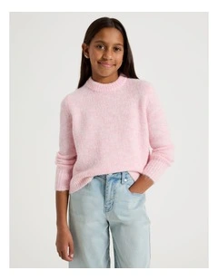 The Edit Oversized Knitted Jumper in Pink Marle