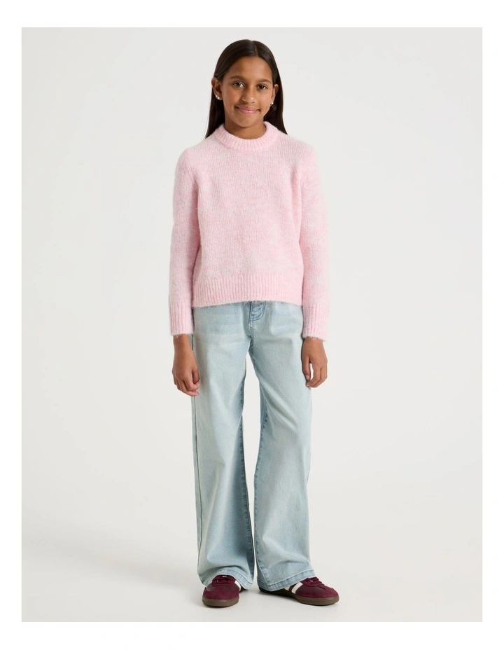 The Edit Oversized Knitted Jumper in Pink Marle image 2