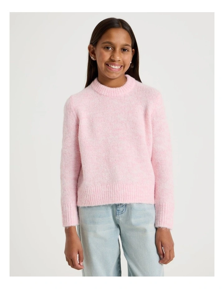 The Edit Oversized Knitted Jumper in Pink Marle image 3