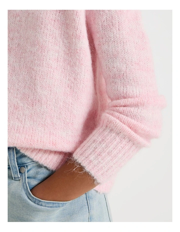 The Edit Oversized Knitted Jumper in Pink Marle image 4