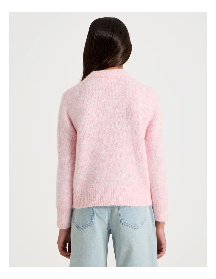 The Edit Oversized Knitted Jumper in Pink Marle image 6