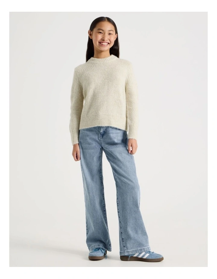 The Edit Oversized Knitted Jumper in Oat Marle image 2