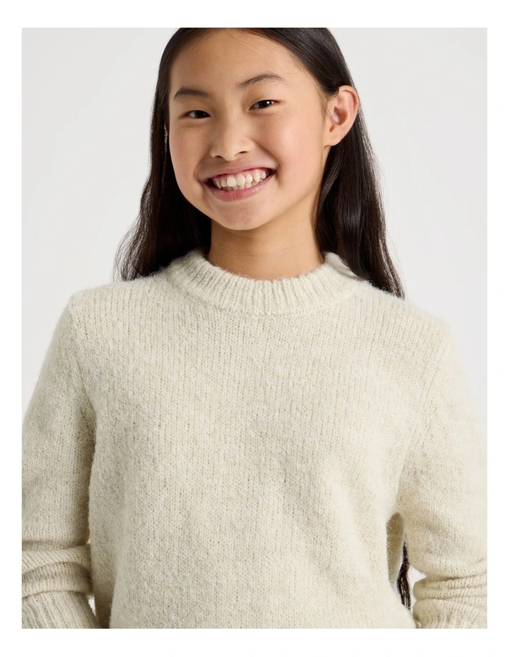 The Edit Oversized Knitted Jumper in Oat Marle image 3