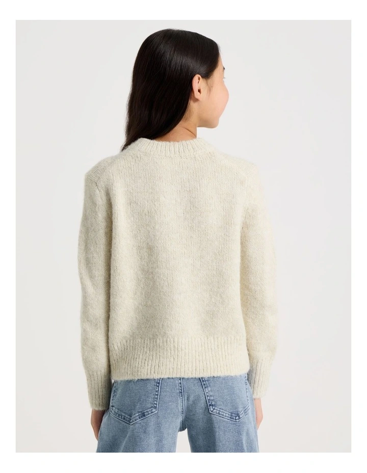 The Edit Oversized Knitted Jumper in Oat Marle image 4