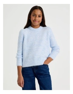 The Edit Oversized Knitted Jumper in Light Blue Marle