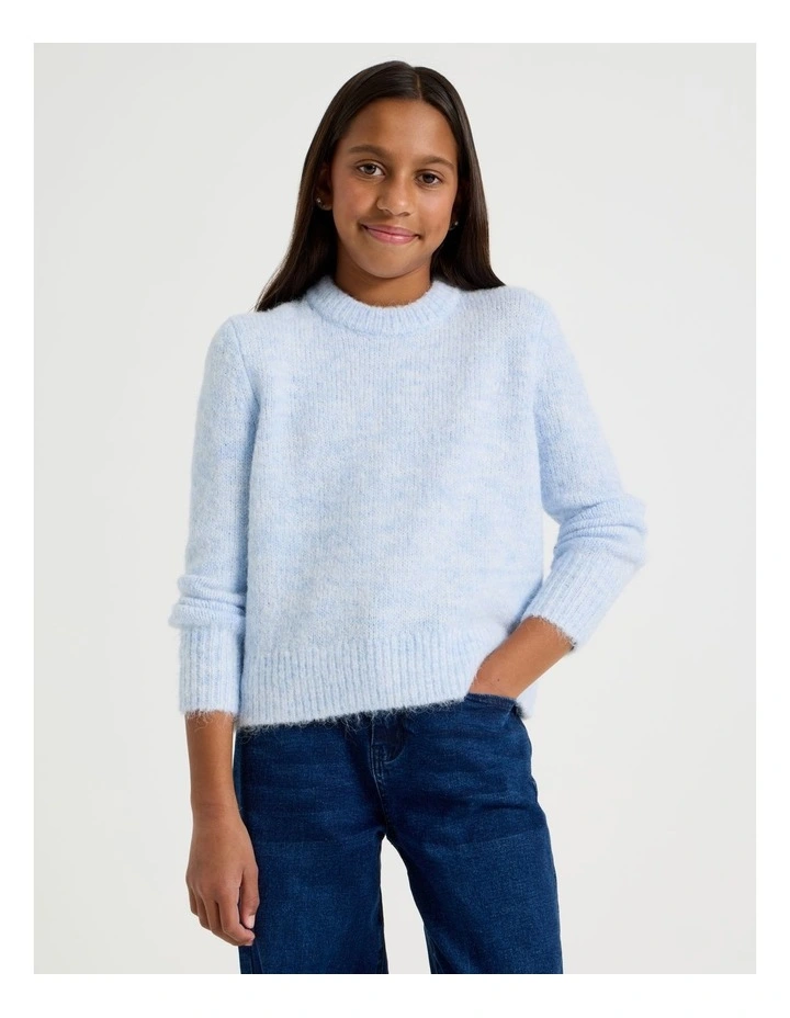 The Edit Oversized Knitted Jumper in Light Blue Marle image 1