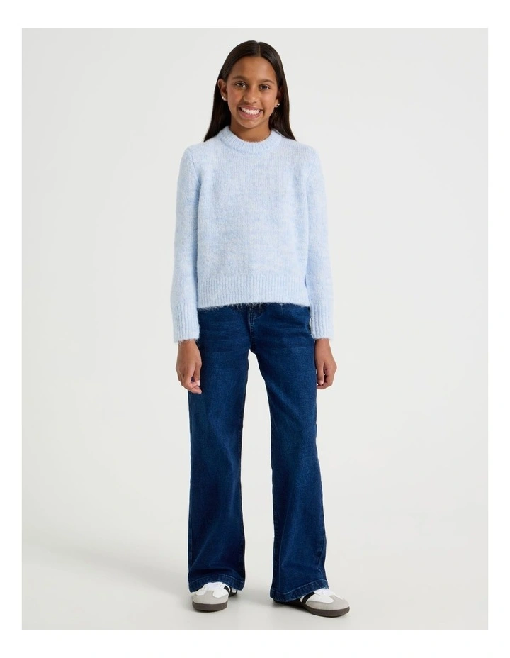 The Edit Oversized Knitted Jumper in Light Blue Marle image 2