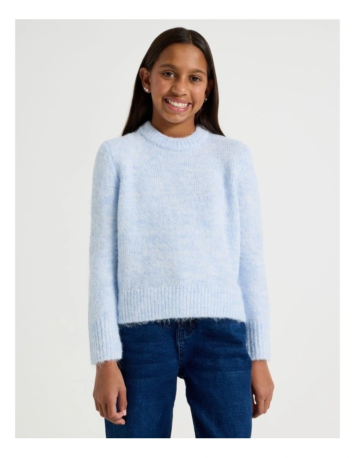The Edit Oversized Knitted Jumper in Light Blue Marle image 3
