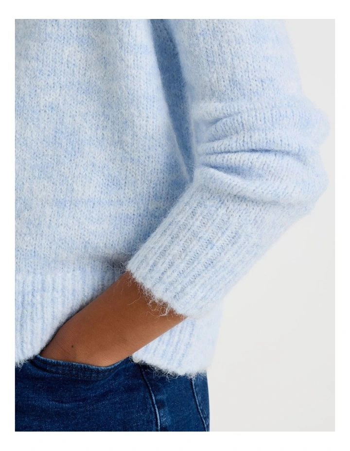 The Edit Oversized Knitted Jumper in Light Blue Marle image 4