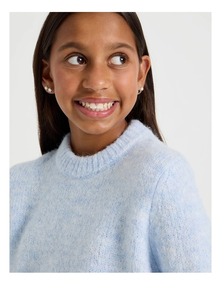 The Edit Oversized Knitted Jumper in Light Blue Marle image 5