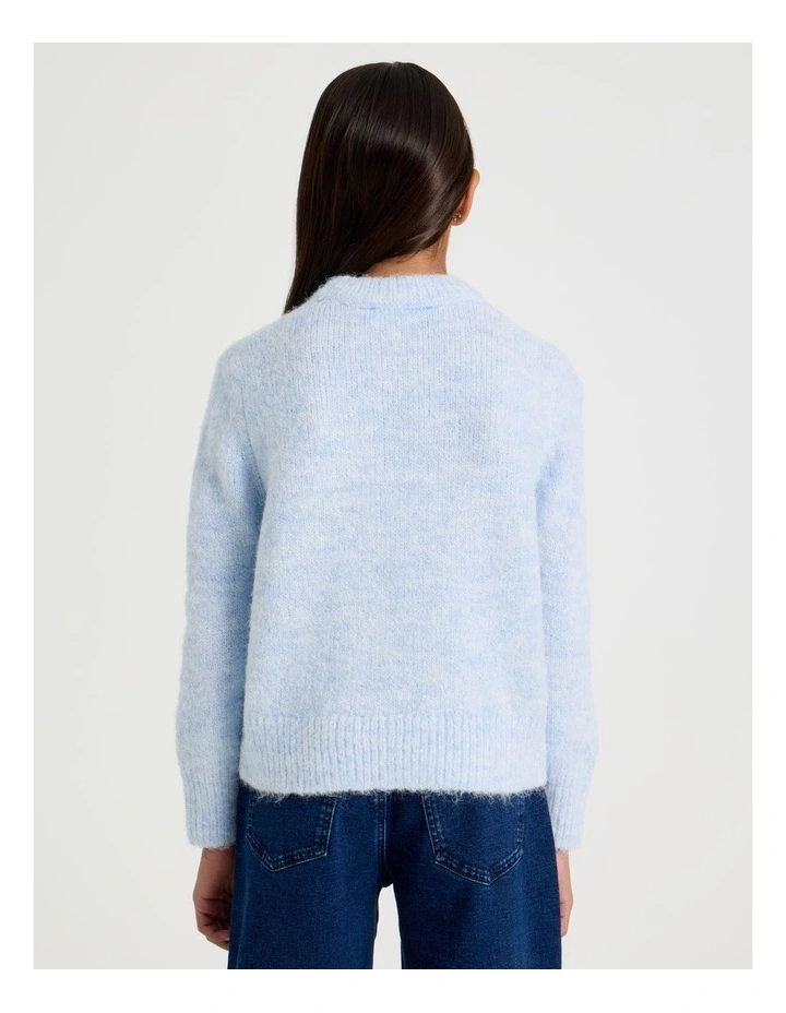 The Edit Oversized Knitted Jumper in Light Blue Marle image 6