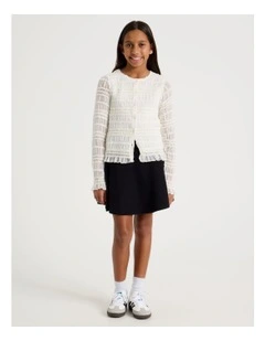 Shirred Button Down Top in White