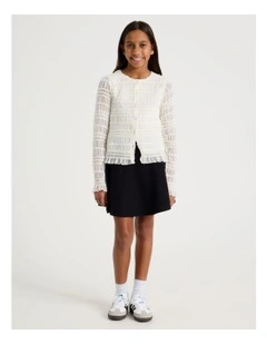 Shirred Button Down Top in White