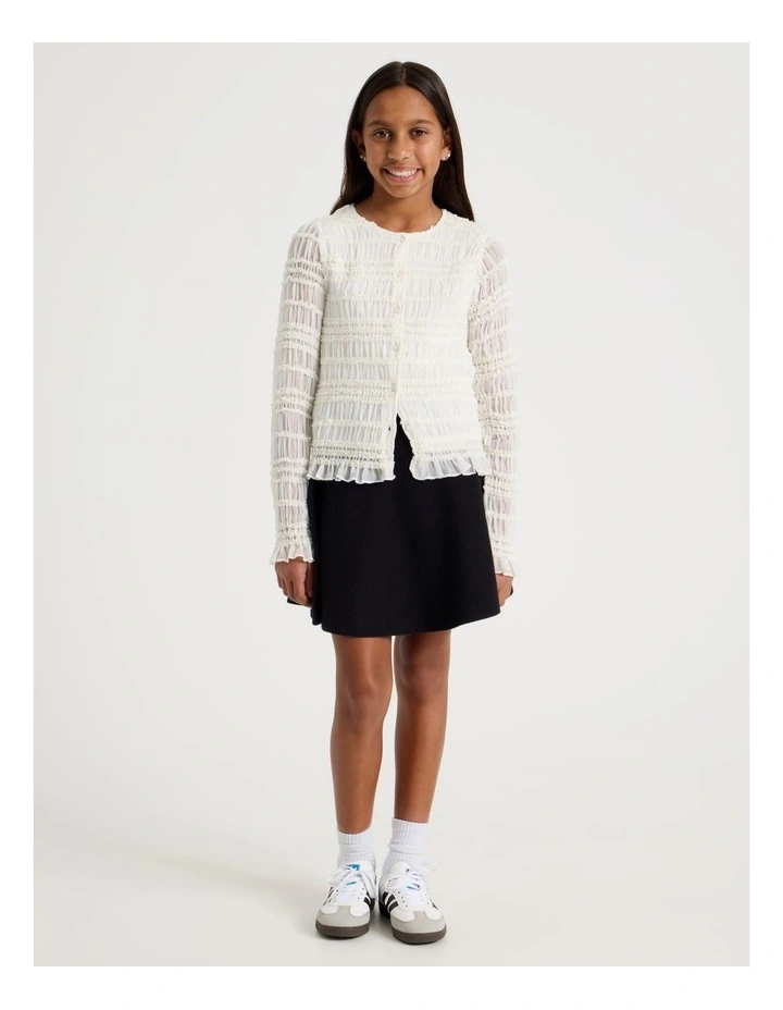 Shirred Button Down Top in White image 1