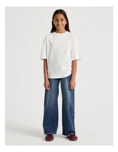 Oversized T-shirt With Rouched Side Detail in White