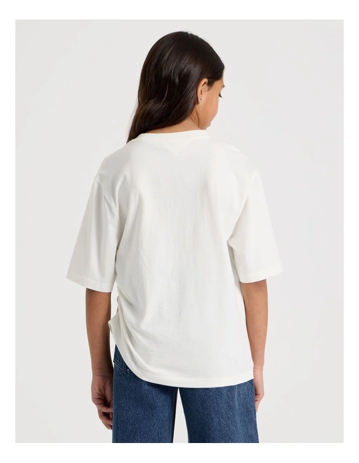 Oversized T-shirt With Rouched Side Detail in White image 5