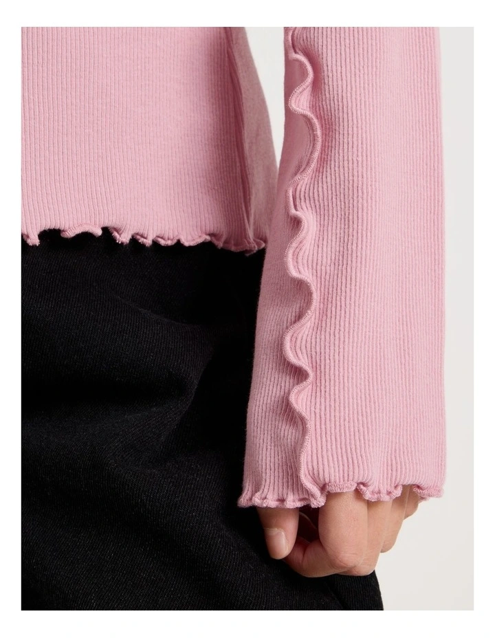 Twist Neck Detail Rib Top in Pink image 5