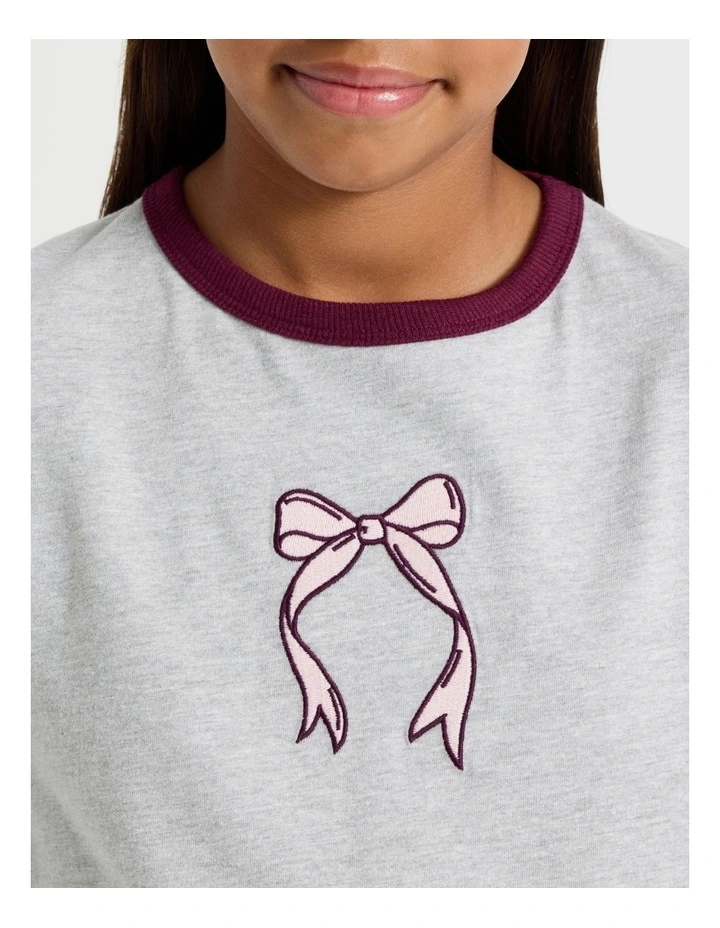 Oversized Tee with Flower Embroidery in Light Grey image 5