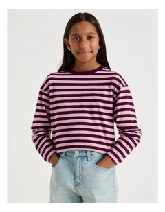 Oversized Stripe Tee in Pink