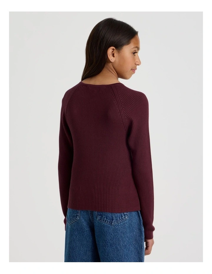 Rib Top with Button Detail in Berry image 4