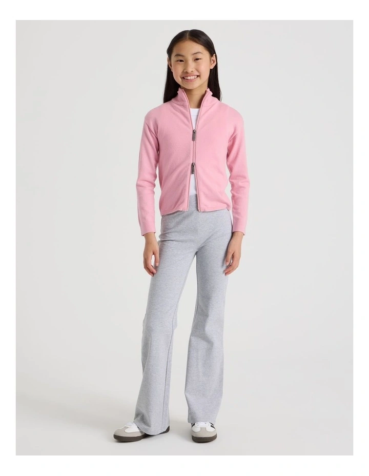 Knitted Zip Thru Cardigan in Pink image 1