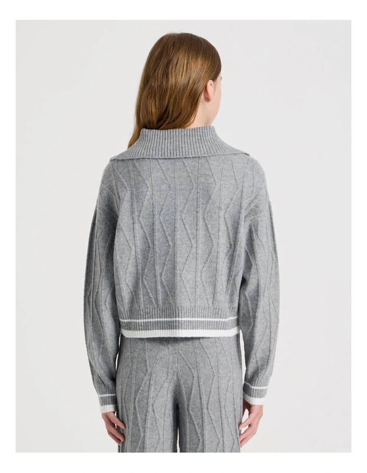 Knitted Rugby Jumper in Grey Marle image 5