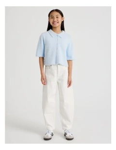 Fluffy Button Down Cardigan in Light Blue