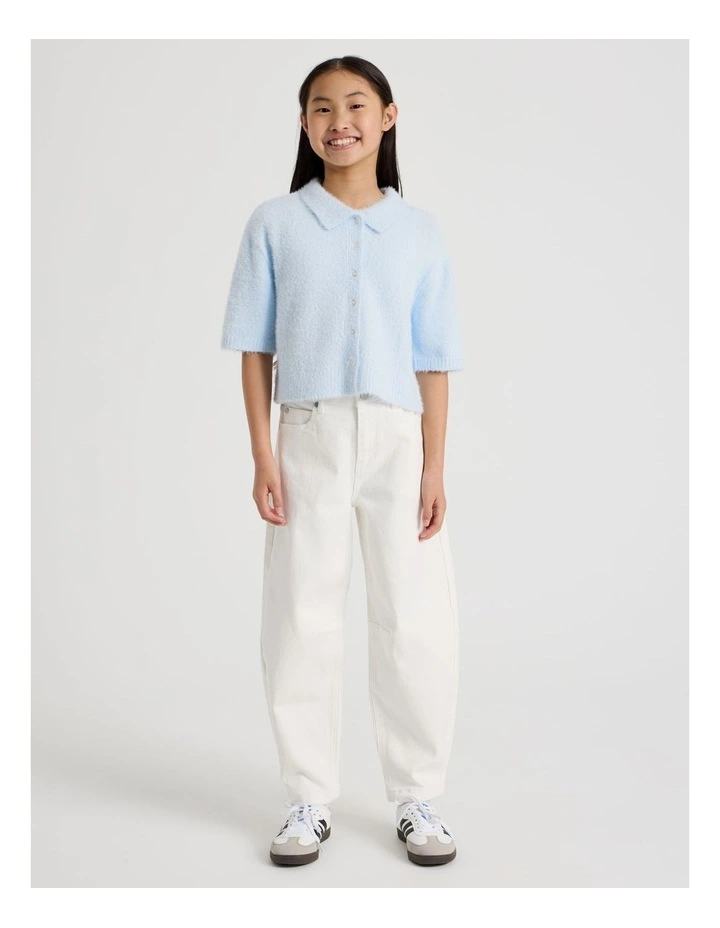 Fluffy Button Down Cardigan in Light Blue image 1