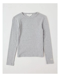 The Edit Rib Tee in Grey Marle