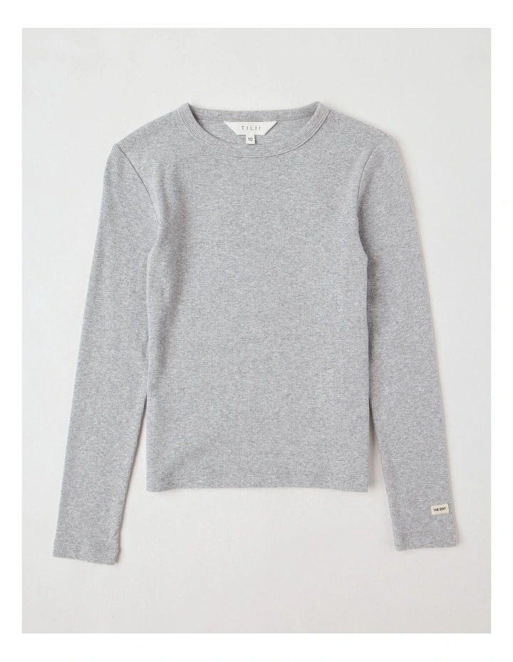 The Edit Rib Tee in Grey Marle image 1