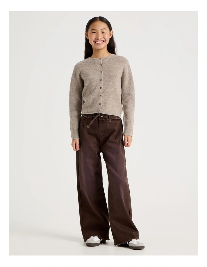 Knitted Button Down Top in Brown image 1