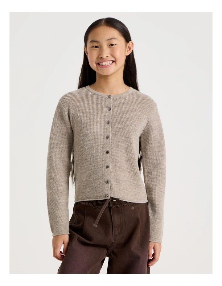 Knitted Button Down Top in Brown image 2