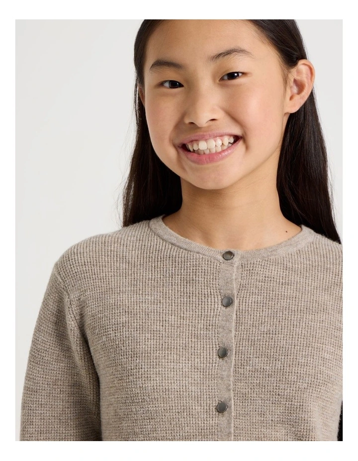 Knitted Button Down Top in Brown image 3