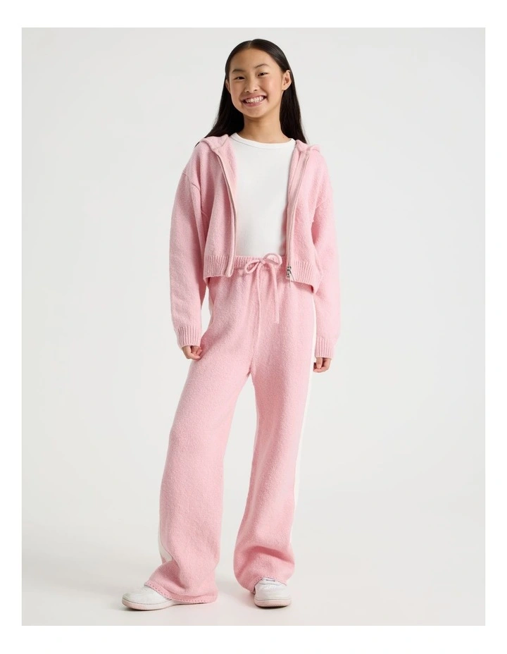 Knitted Zip Thur Hoodie in Blue image 2