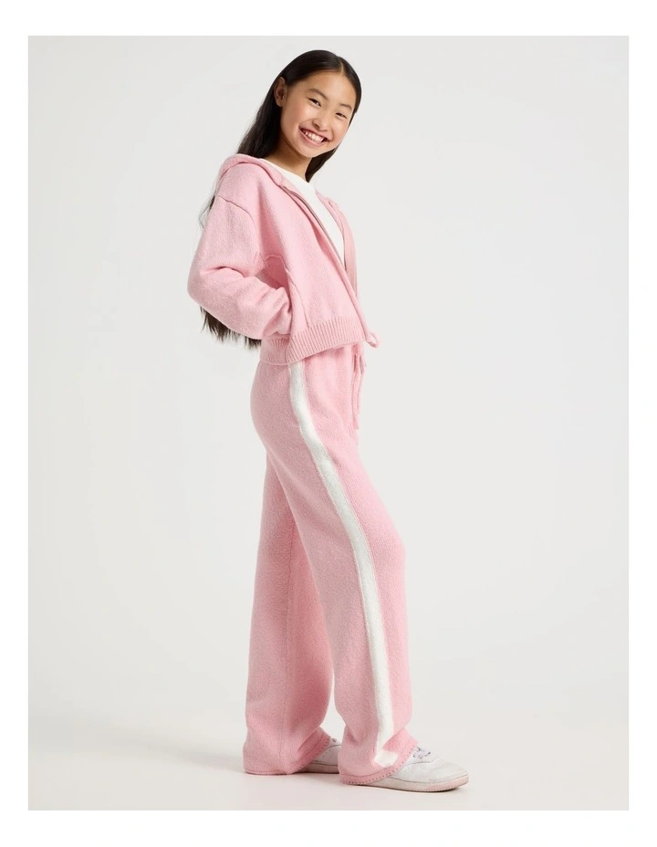 Knitted Zip Thur Hoodie in Blue image 4