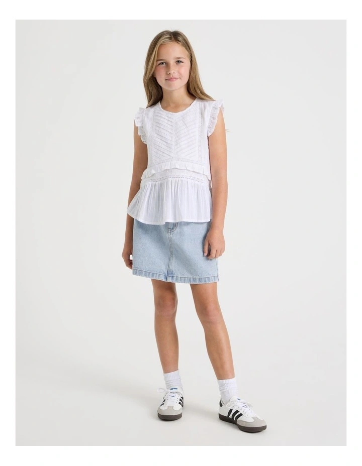 Pintuck Top with Peplem in White image 2