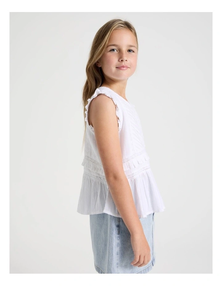 Pintuck Top with Peplem in White image 4