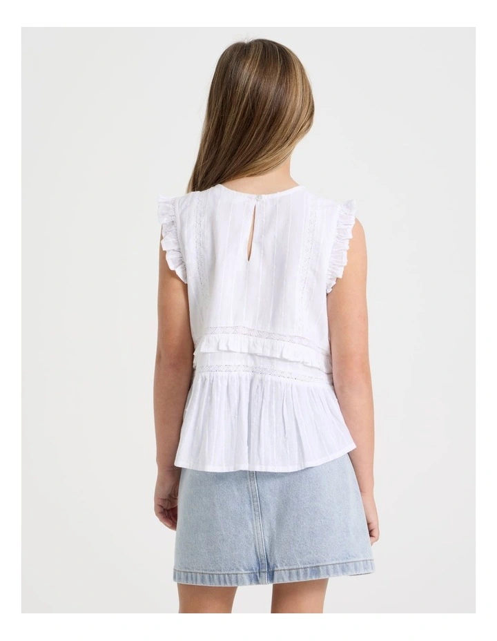 Pintuck Top with Peplem in White image 5