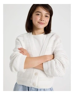 Crochet Knitted Cardigan in White
