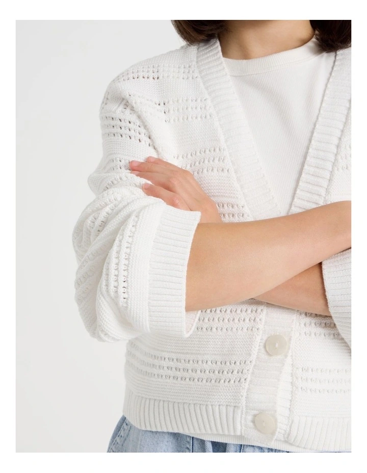 Crochet Knitted Cardigan in White image 4