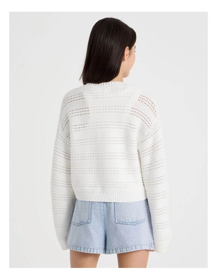 Crochet Knitted Cardigan in White image 6