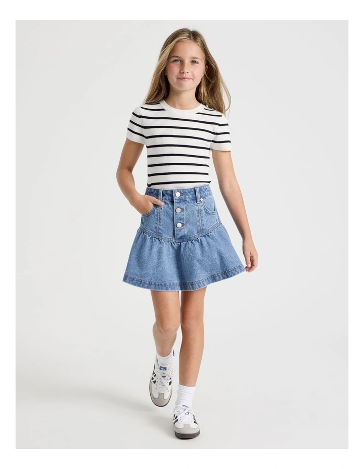 Knitted Stripe Top in White/Black image 5
