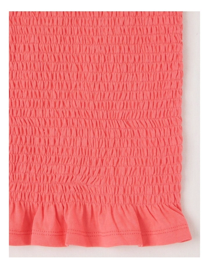 Wide Shirred Top With Frill Hem in Red image 4