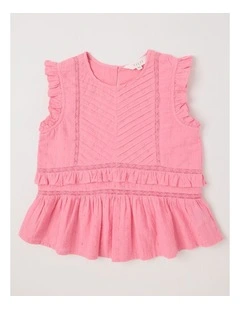Pintuck Top with Peplem in Pink