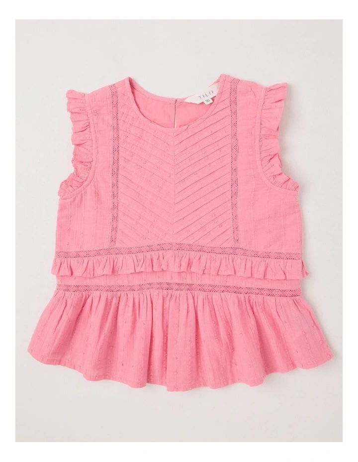 Pintuck Top with Peplem in Pink image 1