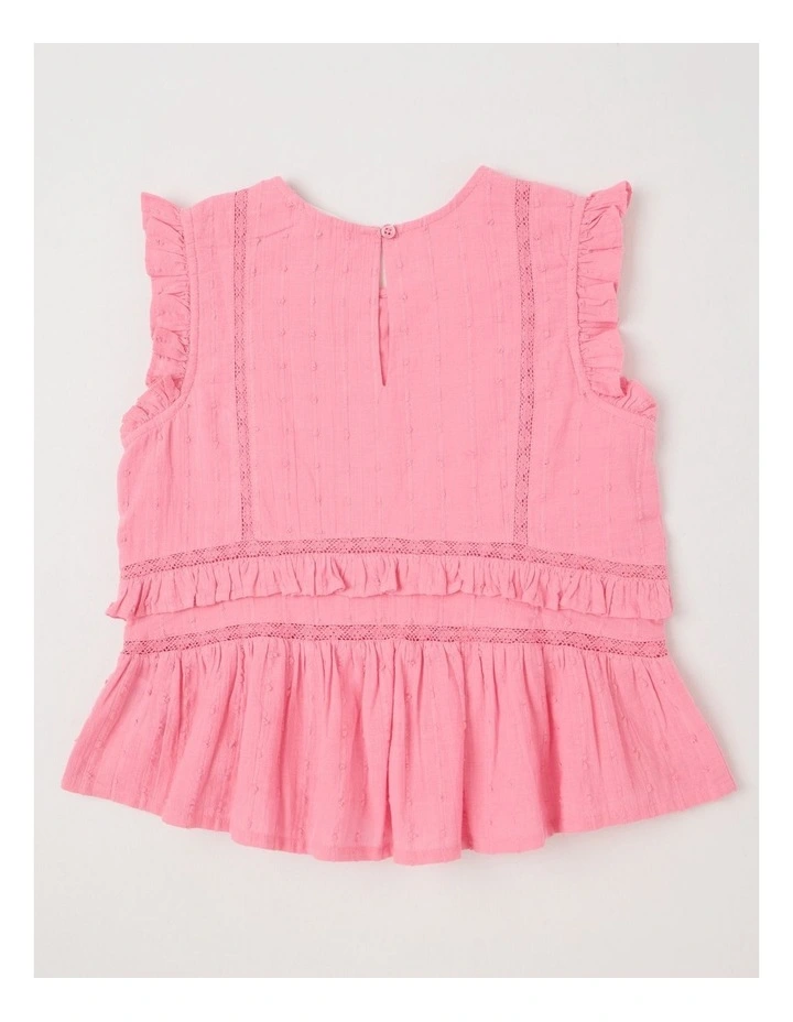 Pintuck Top with Peplem in Pink image 3