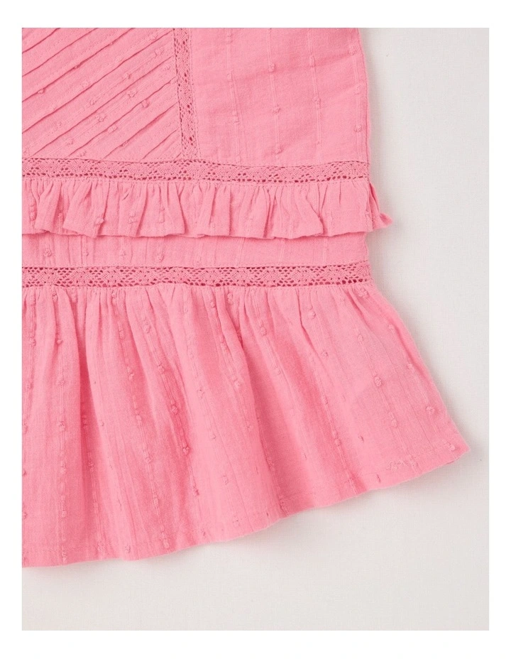 Pintuck Top with Peplem in Pink image 4