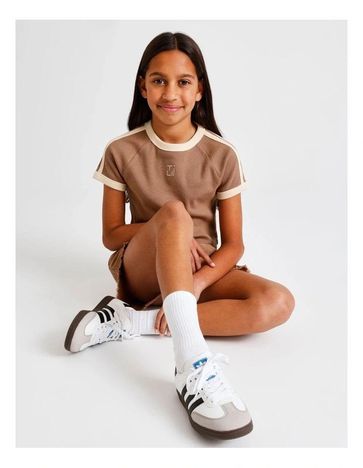 Essentials Rib Baby Tee in Brown image 1
