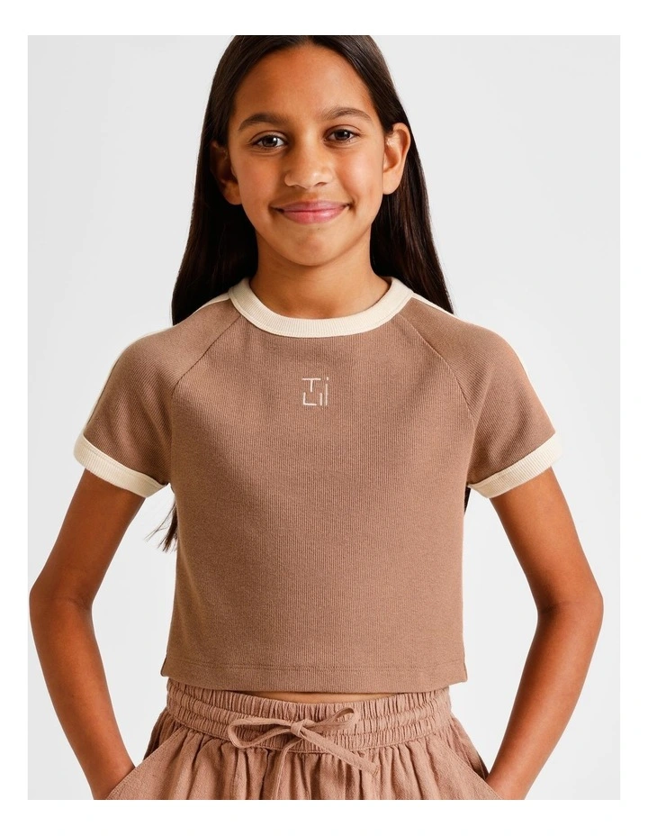Essentials Rib Baby Tee in Brown image 2